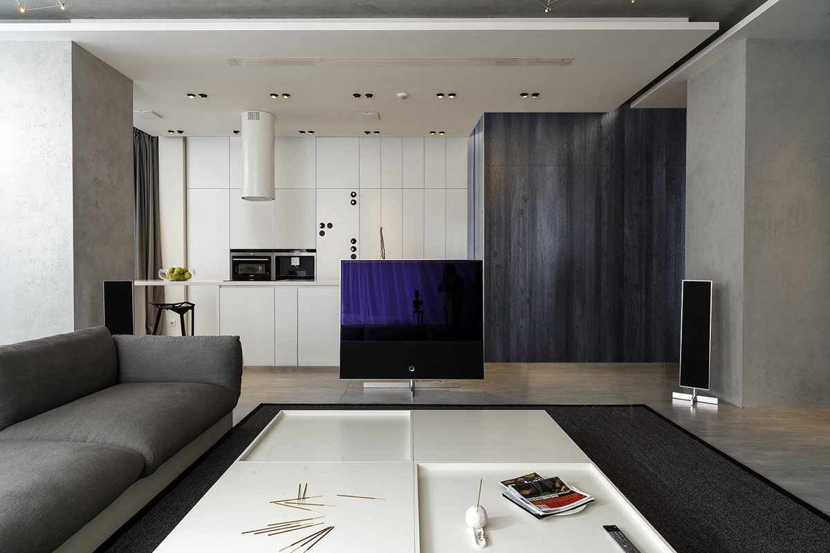 Бетон в дизайні інтер’єру залу